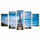 thumbnail image 1 of Cuadro Decorativo París Torre Eiffel Cielo Azul Panorámico Juego 5 Piezas 150x80cm para Sala Oficina Moderna, 1 of 5
