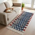 thumbnail image 2 of Area Rug with Tassels 2' x 5', Retro Farmhouse Stars Stripes Kitchen Runner Rug for Hallway Bedroom Throw Rugs, Shabby Wood Plank American Flag Soft Door Mat for Bathroom Entrance Living Room, 2 of 9
