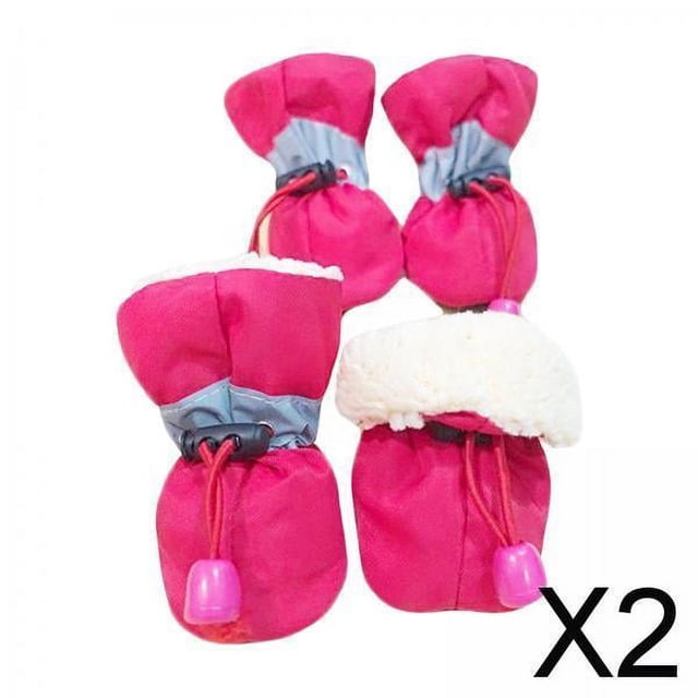 2x 4 Botas para Perros, Zapatos para Perros, Suministros para Mascotas, Protector Antideslizante Ligero con Reflectante, para Correr, Nieve en Inviern 2 piezas