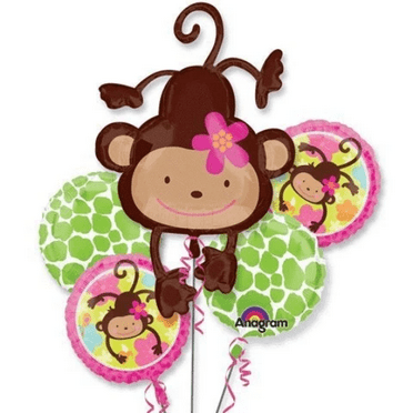MONKEY LOVE Balloon BOUQUET Kit • Party Supplies Decorations Foil Mylar Balloon • 5pc