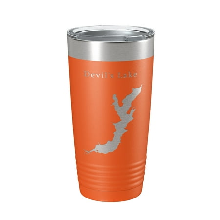

Devil s Lake Map Tumbler Travel Mug Insulated Laser Engraved Coffee Cup Oregon 20 oz Orange