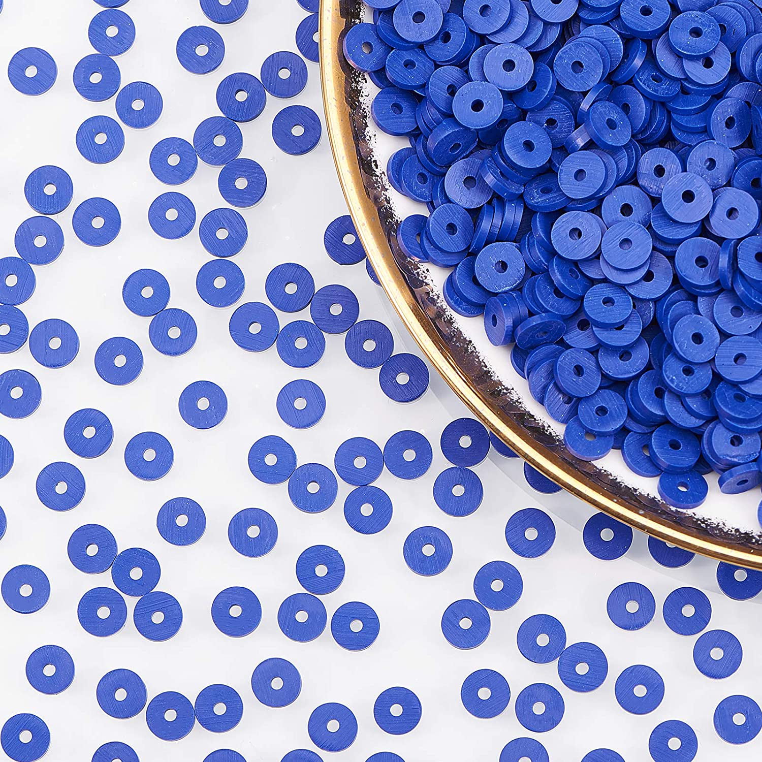 PH PandaHall Heishi Clay Beads Klein Blue, 3000pcs 6mm Vinyl Disc Beads  Flat Round Handmade Poly Clay Beads for Friendship Bracelet Earring Choker
