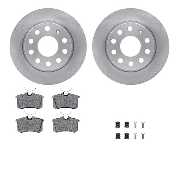 Dynamic Friction Company Rear Brake Rotors with 5000 Euro Ceramic Brake Pads includes Hardware 6612-13443