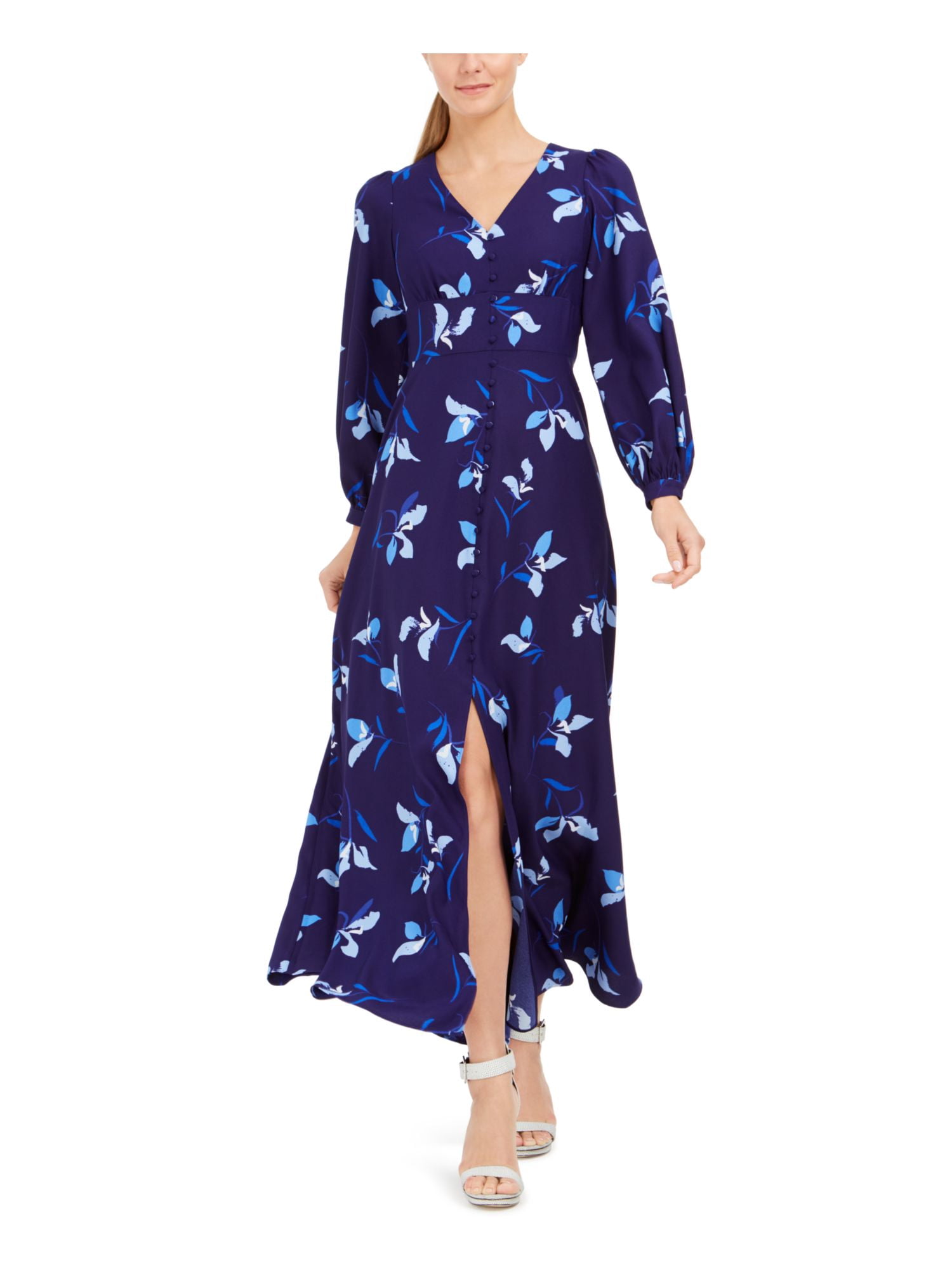 CALVIN KLEIN Womens Purple Floral Long 