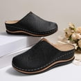 thumbnail image 6 of Lydiaunistar Women's Lace Pattern Closed Toe Mule Flats Wedge Heel Embroidered Loafers Comfortable Slip On Shoes Black 7, 6 of 9
