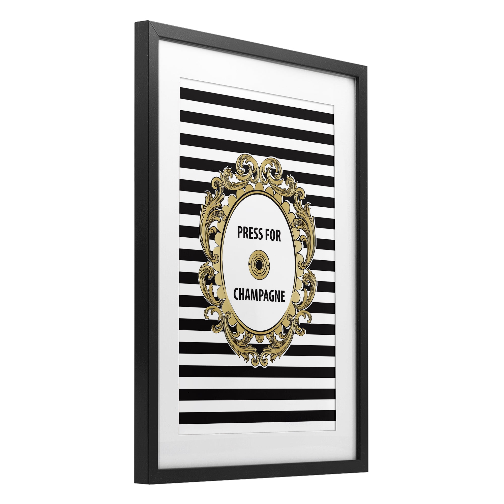 Stupell Industries Press For Champagne Celebration Black Framed Print Under Glass, design by Martina Pavlova