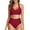 Red, variant on ROSVIGOR Bikini Sets for Women Two Piece Swimsuit Retro Halter Ruched High Waisted Bikini Bottom