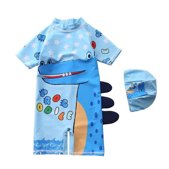 Baby Boys Toddlers Swimsuit One Piece Kids Bathing Suit Swimwear with Hat Rash Guard Surfing Suit A28