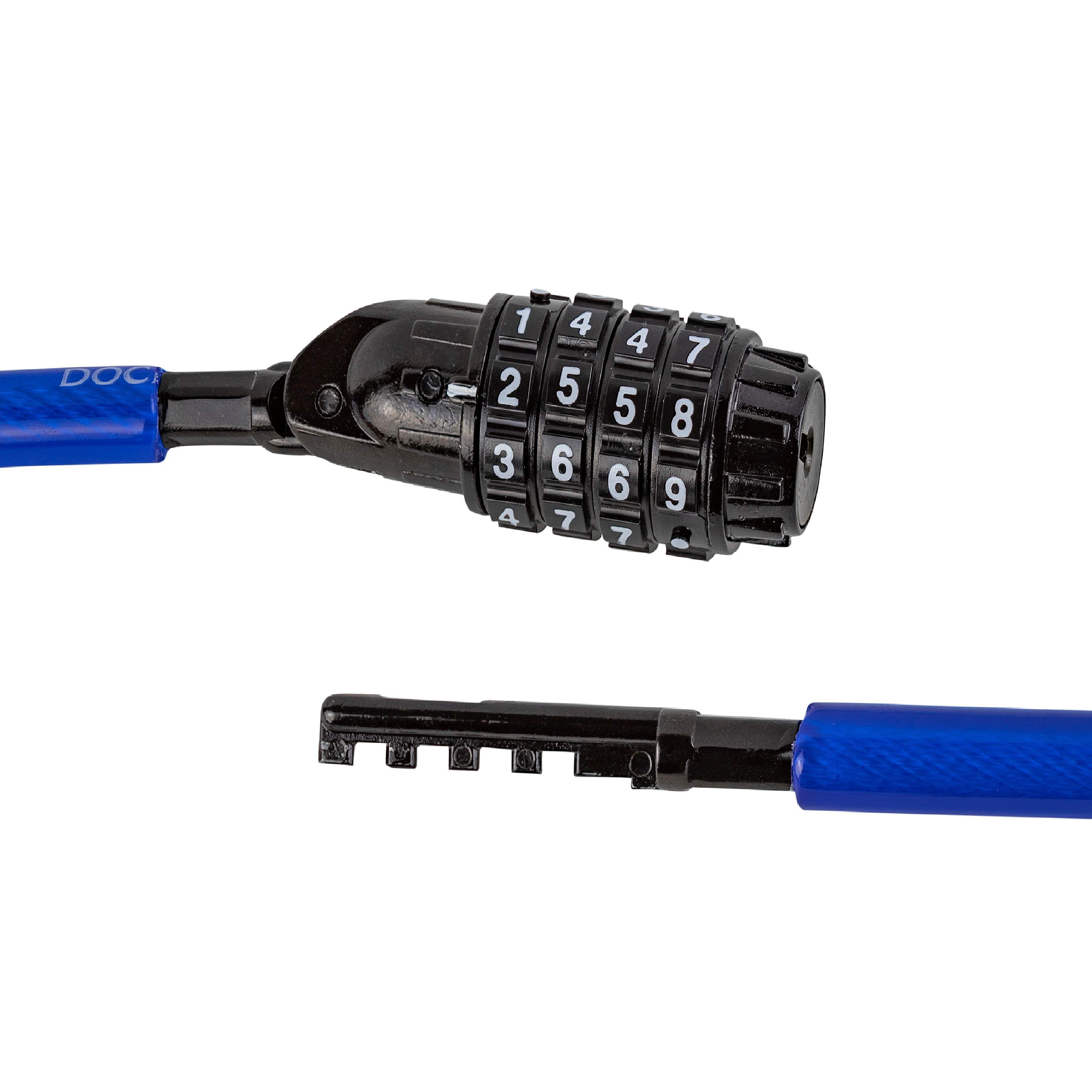 DocksLocks 10ft Weatherproof Coiled Cable Combination Lock for Bikes, Kayaks, Paddleboards, Marine Grade Steel, Anti-Theft Vinyl Coated Cable 1.35 lbs