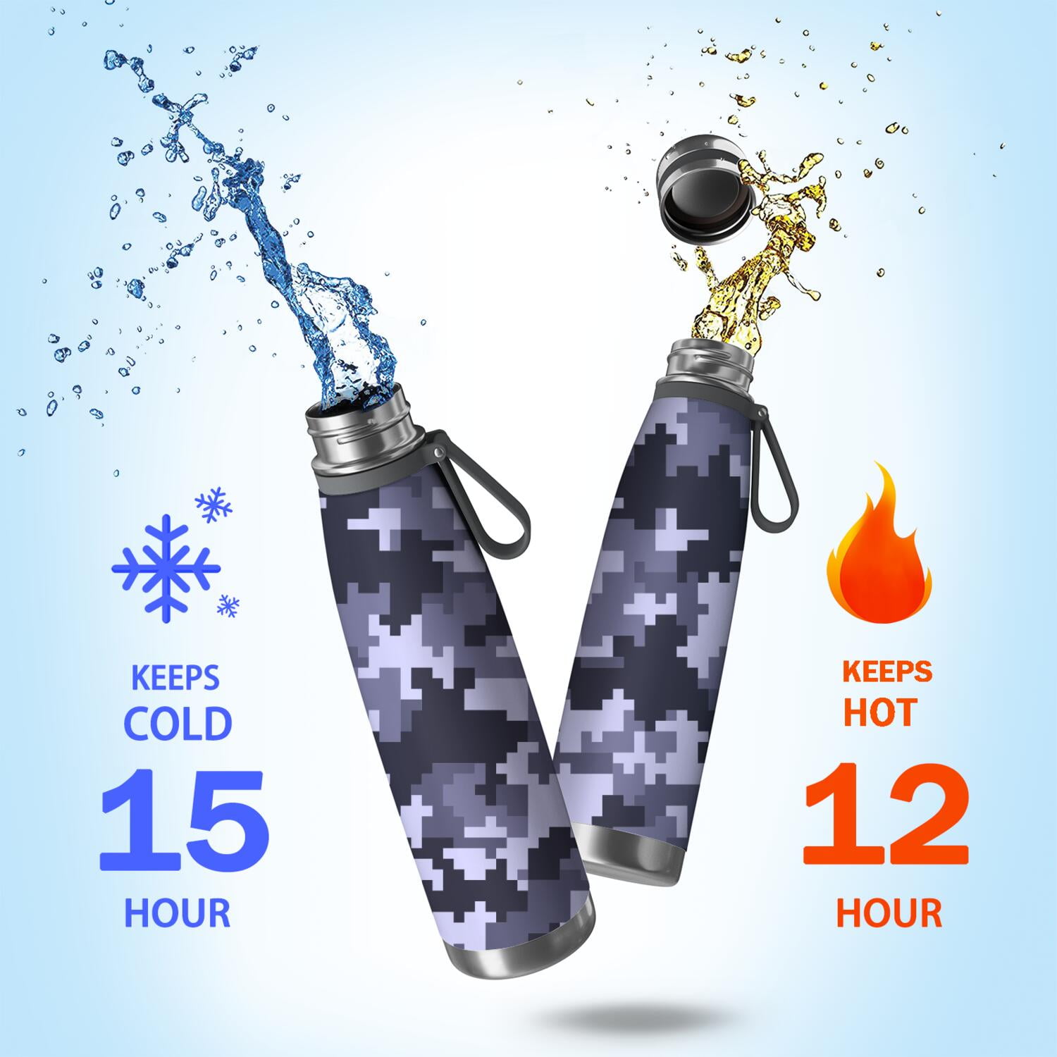 29oz Insulated Water Bottle with Tea Infuser, Stainless Steel Travel Mug, Camouflage Print
