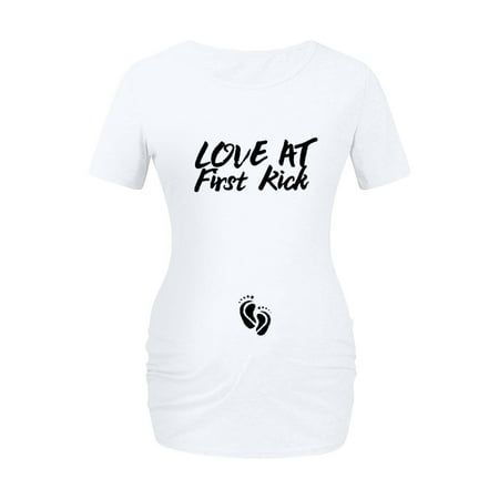 

asdoklhq Maternity Clothes for Women Clearance Maternity Womens English Print Maternity Dress Large Size Maternity Short Sleeve T-Shirt