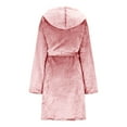 thumbnail image 5 of Women's Fleece Hooded Bath Robe with Eye Mask Plush Soft Bathrobe Warm Lounge Sleepwear Robe with Pockets Gift for Mom Wife, 5 of 7