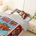 thumbnail image 3 of Manfei Vintage Sports Car Twin Comforter Sets,Retro Letter Pattern Bedding Set,Blue Orange,Light Gray Reversible,2pcs,1 Comforter and 1 Pillowcase, 3 of 7