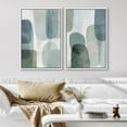 thumbnail image 3 of IDEA4WALL Framed Canvas Print Wall Art Set Abstract Geometric Pastel Blue & Green Fine Art Modern Color Block Splicing Pattern Wall Decor Minimal Boho Artwork for Home Decor - White 16"x24"x2, 3 of 5