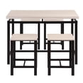 thumbnail image 4 of Dining Table Set for 4, 5 Piece Beige+Black Dining Room Table Sets with Stools, Counter Height Kitchen Table Set with Metal Frame/Wood Top for Home, Kitchen, Living Room, Restaurant, L865, 4 of 10