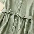 thumbnail image 4 of GaThRRgYP Boho Maxi Dress Women Summer,Women's Elastic Waist Loose and Comfortable Solid Color Doll Shirt Linen Dress Green XXL, 4 of 6