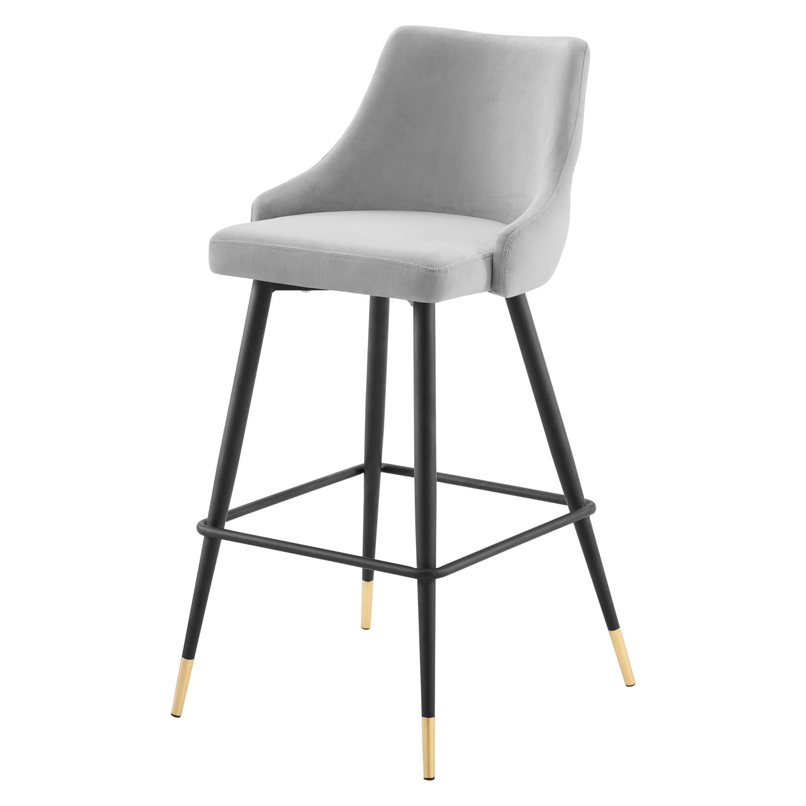 Bar Stool Chair Barstool, Velvet, Light Grey Gray, Modern Contemporary ...