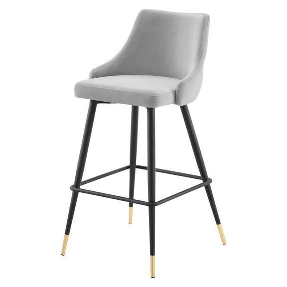 Bar Stool Chair Barstool, Velvet, Light Grey Gray, Modern Contemporary Urban Design, Bar Pub Cafe Bistro Hotel Restaurant Hospitality