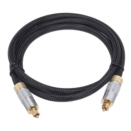 Uxcell Fiber Optic Audio Cable Braided Audio Optic Cable Nylon Metal Gold-Plated 3.3 for TV DVD Black(Thread Type)