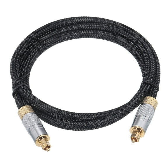 Uxcell Fiber Optic Audio Cable Braided Audio Optic Cable Nylon Metal Gold-Plated 3.3 for TV DVD Black(Thread Type)