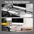 thumbnail image 5 of Mesh Monitor Stand with Storage Drawer, Ventilated Laptop Riser and Desktop Organizer, Office, Metal Mesh, Pink, 5 of 6