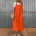 thumbnail image 2 of Women Fashion Solid Adjustable Shoulder Strap Casual Long Dress, 2 of 5