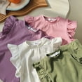 thumbnail image 6 of GYRATEDREAM Toddler Baby Girls Summer T-Shirt Kids Blouse Basic Plain Ruffle Sleeve Tee Top Children Cotton Casual Clothes for 2-7 Years, 6 of 8
