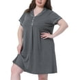 thumbnail image 4 of Agnes Orinda Women's Plus Size Nightgowns Button Down Sleepshirt Nightshirt Soft Sleepwear Pajama Dress 3X Dark Gray, 4 of 6