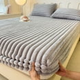 thumbnail image 2 of geerera Queen Size Winter Flannel Fleece Fitted Sheet Soft and Warm Fuzzy Plush Queen Sheet Deep Pocket Fitted Sheet 79"x87", 2 of 6
