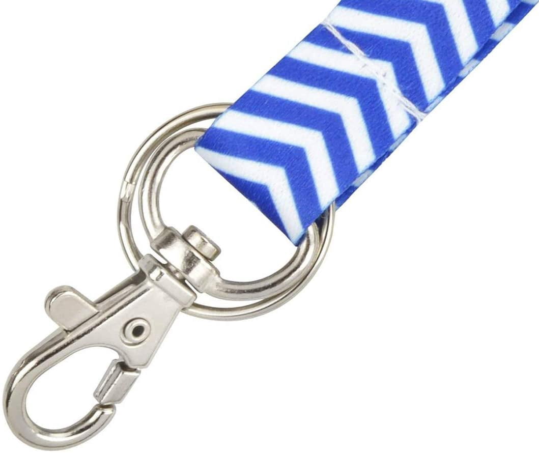 Cute Chevron Lanyard with Lobster Claw Clasp and Key Chain Ring - Keychain Neck Strap for Badge Holder, Keys and I’d Cards by Specialist ID (Blue)
