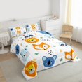 thumbnail image 4 of Manfei Teens Fox Lion Full Size Comforter Sets, Plant Botanical Bedding Comforter Set, Cartoon Wildlife Animal Reversible Bedding Sets, Breathable Home Decor, 3 Pieces, 4 of 9