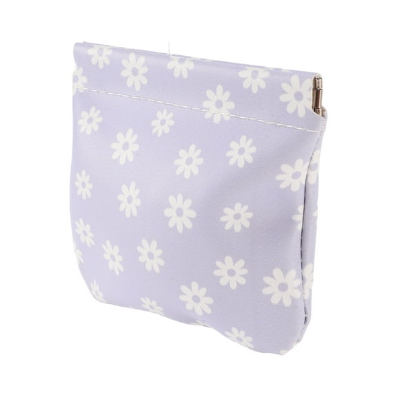 Unique Bargains 1 Pc Women Snap Closure Cosmetic Bag for Vacation Outdoor Activities Purple PU