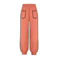 thumbnail image 6 of ManxiVoo Women Casual Wide Leg Pants with Pockets Soft Lounge Drawstring Trousers for Daily Use XL Size Orange, 6 of 6