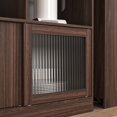 thumbnail image 2 of Luku Modern Bar Cabinet with Rotating Top, Counter Height Dining Cabinet with Storage Space and Ribbed Glass Door, Rotating Top with 3 Shelves for Dining Room Living Room, 2 of 9