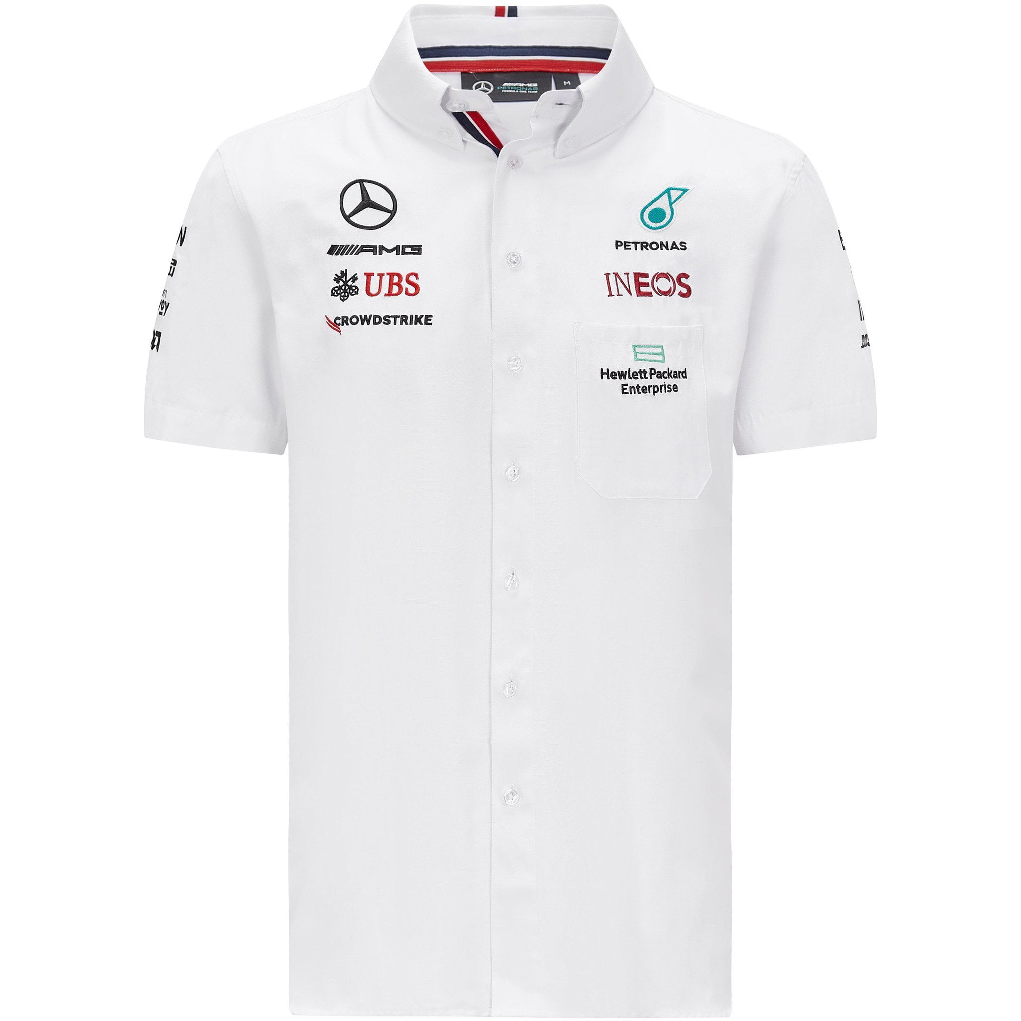 Mercedes Benz AMG Petronas F1 Men's 2021 Team Button Down Shirt- White ...
