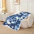 thumbnail image 2 of Erosebridal Army Camouflage Sherpa Blanket, Dodger Blue Fuzzy Blanket Throw, Military Camo Decor, 60x80, 2 of 7