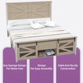thumbnail image 5 of Dextrus Artisan Queen Bed Frame with Hidden Storage, Sliding Barn Door, Silent Metal Slat Support, No Box Spring Needed, Oak, 5 of 6