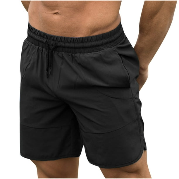 Pantalones cortos deportivos transpirables sólidos para hombre, pantalones de entrenamiento para correr de secado rápido, pantalones de cinco puntos Pompotops oipoqjl40405