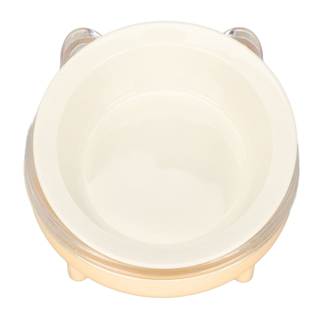 Cat Bowl, Tilted Pet Bowl 4 Feet Base Dishwasher Microwave Safe For Indoor For Water Yellow