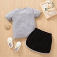 thumbnail image 5 of Laipiong Girls Two Piece Outfits Cute Big Eyed Cat Print Summer Casual Top And Shorts For Toddlers And Kids Grey 2-3, 5 of 9