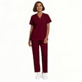 thumbnail image 4 of MLQIDK Scrubs for Women Set Plus Size Scrubs Petite V-Neck Yoga Scrub Pants and Tops Medical Scrubs Nursing Scrubs with Pockets Wine L, 4 of 4