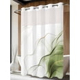 thumbnail image 4 of Marble Sage Green No Hook Shower Curtain Waterproof,Bathroom Curtains with Snap in Liners and See Through Top Window,Gold White Modern Gradient Ocean Wavy Hotel Bathtub Curtains Shower 60"Wx72"L, 4 of 8