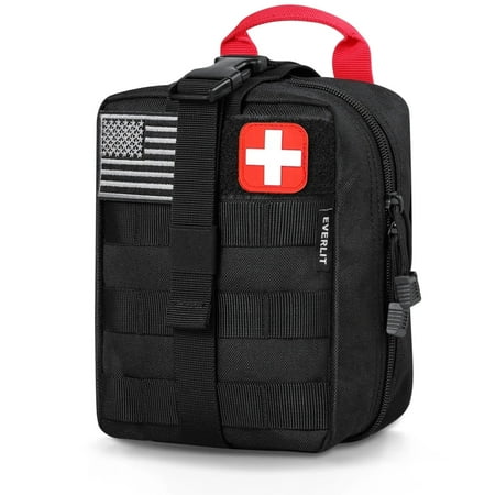 EVERLIT Survival First Aid Kit 250 Pieces Molle Pouch Survival Kit Outdoor Gear Emergency Kits (BLACK)