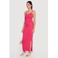thumbnail image 2 of Women's Ribbed Knit Drawstring Keyhole Detail Side Slit Maxi Dress, 2 of 3