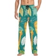 thumbnail image 3 of Men's Pajama Pants with Pockets Sleepwear Lounge Pants Stretch Casual Cute Jungle Animals Palm Leaves, 3 of 6