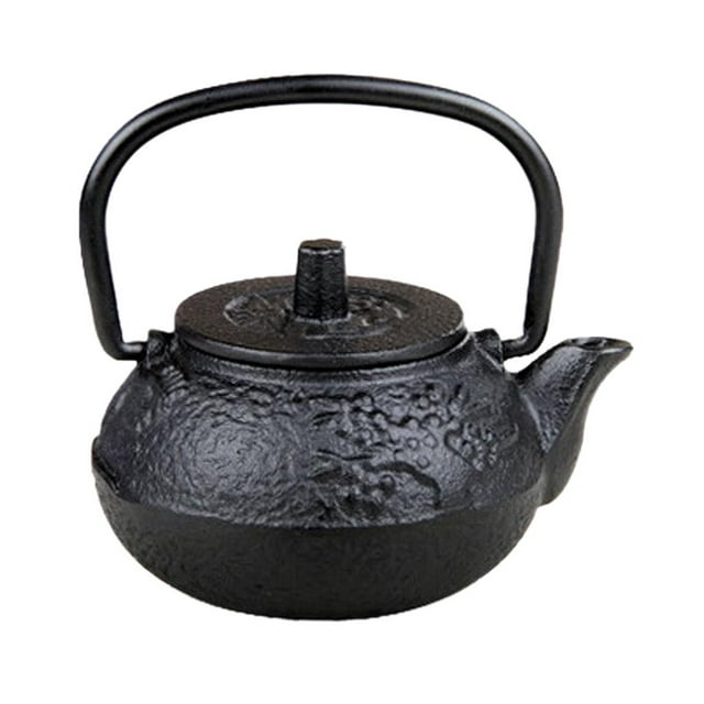 Olla de hierro fundido Hervidor de hierro fundido Tetera de hierro Tetera de hierro Decoración de mesa C Negro