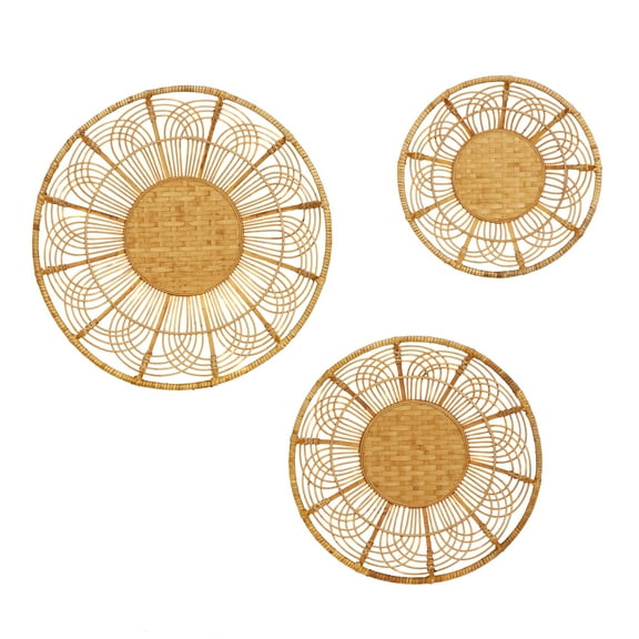 DecMode Brown Metal Boho Style Wall Decor, Set of 3