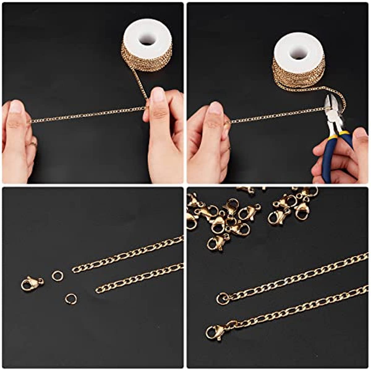 1 Roll of DIY Metal Chain Jewelry Necklace Making Link Chains Bags Crafts Chain Jewelry Making Supplies, Women's, Size: 500x0.5cm