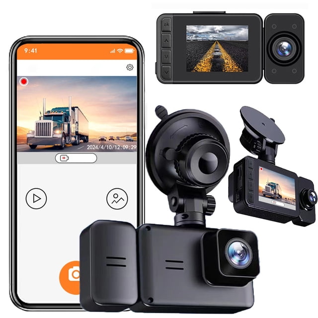 Fridja Clearance Under $10 Dash Cam with WiFi 1080P FHD Car Driving Recorder Front and Inside Two Lens Car Cameras HD Infrared Night Vision/G Sensor/Loop Recording/APP Remote Monitoring