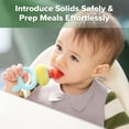 thumbnail image 2 of Baby Fruit Food Feeder & Mini Freezer Nibble Tray Combo, Breastmilk Popsicle Molds for Cooling Relief, BPA Free Silicone Feeder for Safe Infant Self Feeding, 4 Month+ (Pea Green), 2 of 7